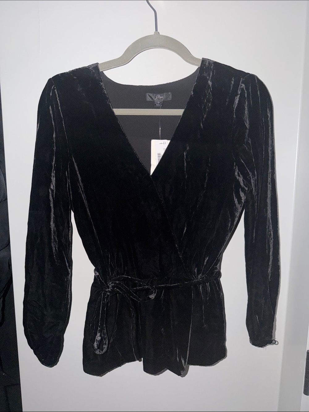 J. Crew Black Velvet Wrap Blouse